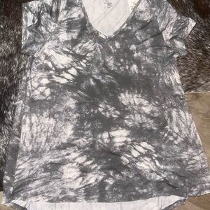 Gray Legging Tee Tie-Dye V-Neck Women's Top